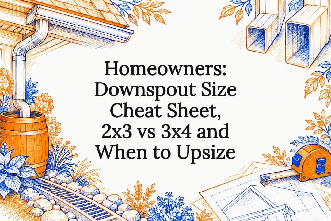 Homeowners: Downspout Size Cheat Sheet, 2x3 vs 3x4 and When to Upsize